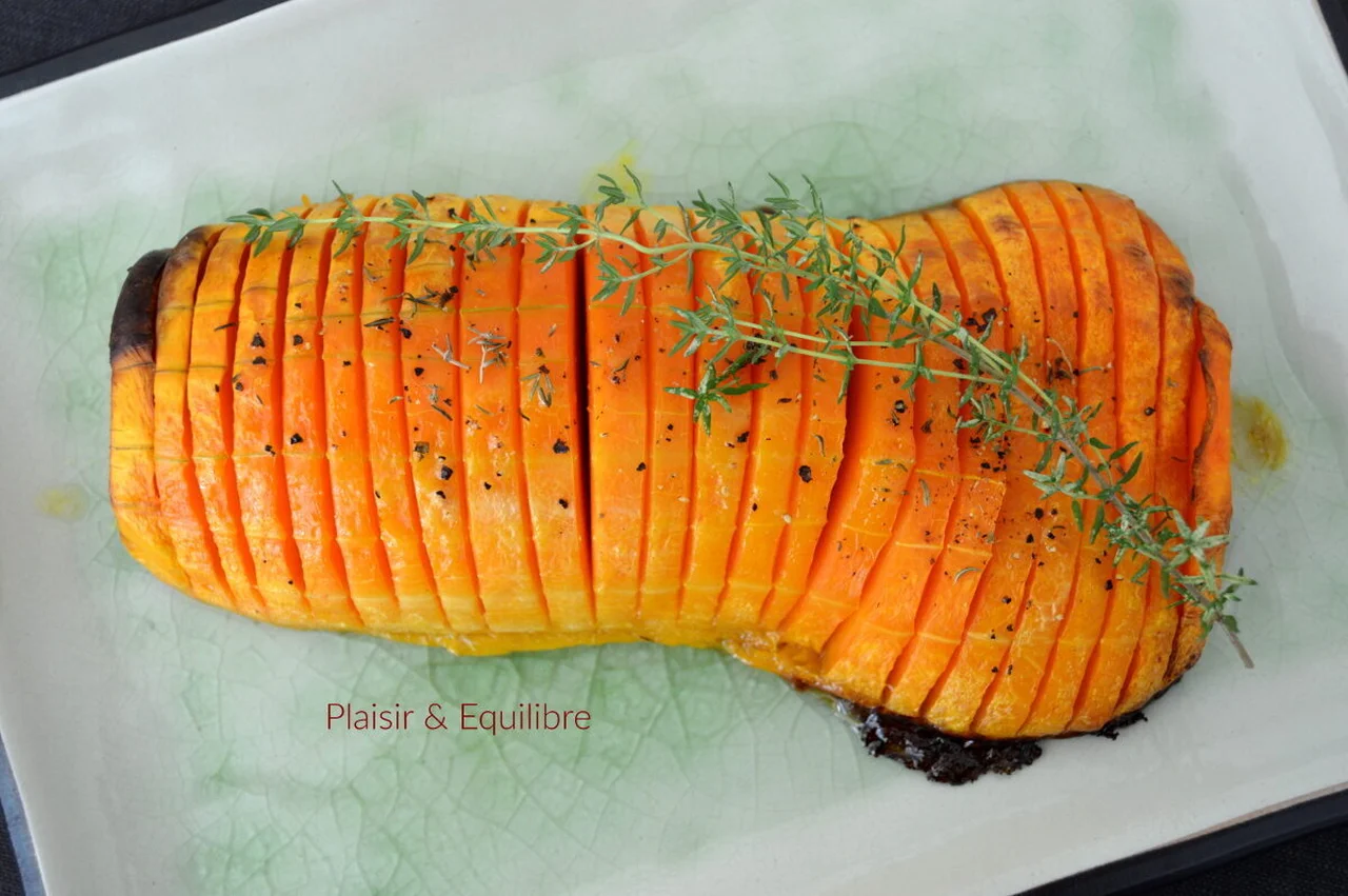 Courge butternut rôtie façon hasselback