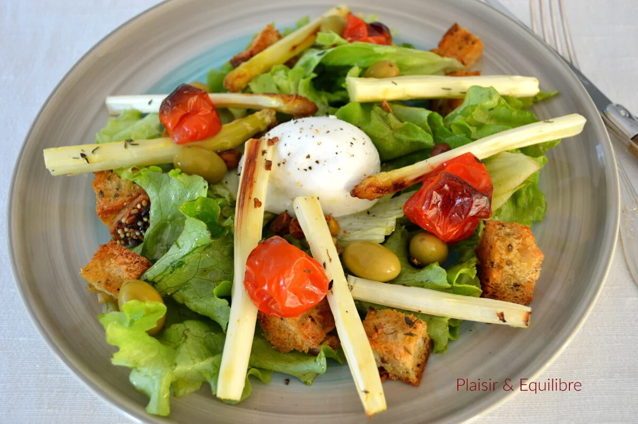 Salade de tomates et asperges rôties