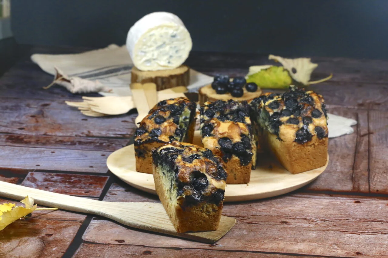 Cakes myrtilles et Fourme d'Ambert