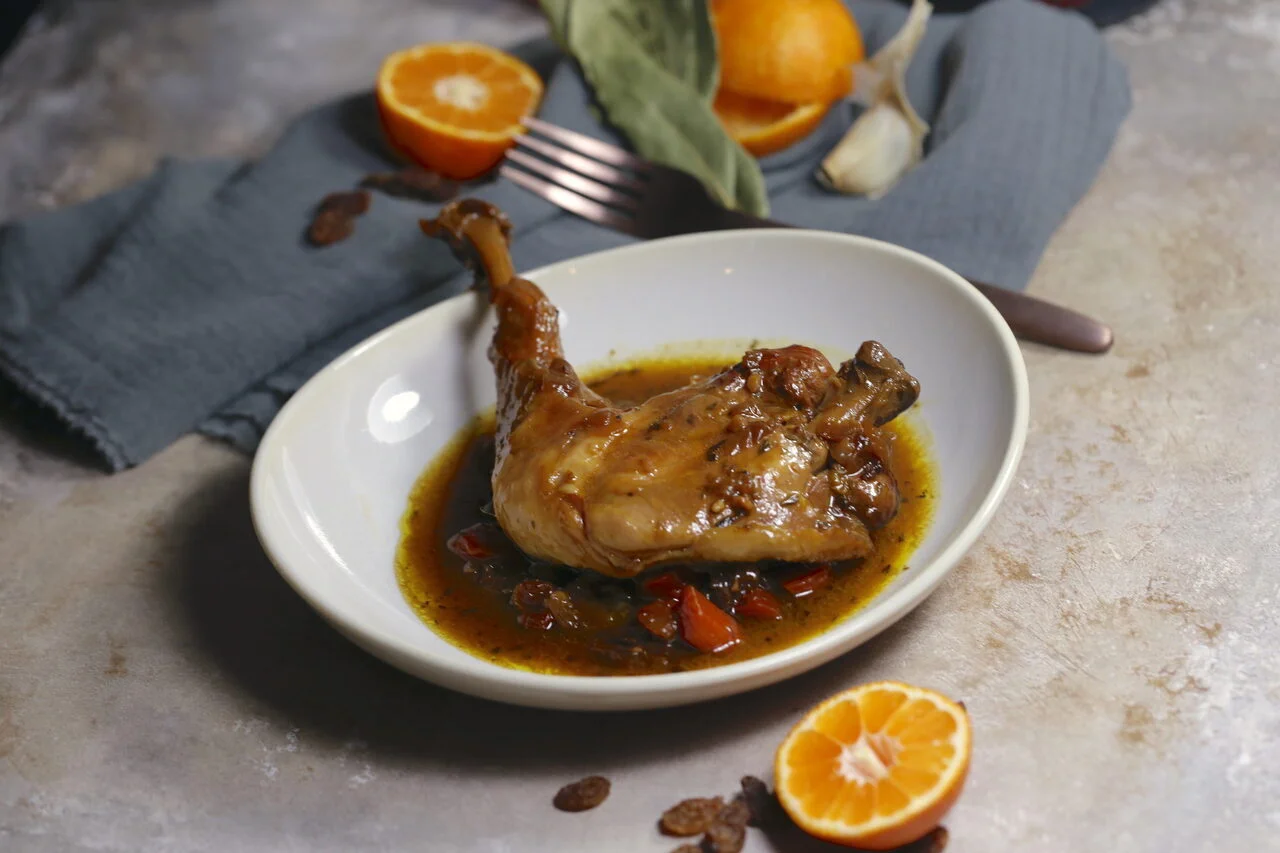 Canard aux clémentines et raisins secs