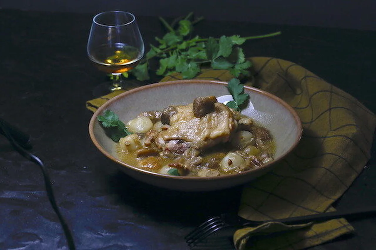 Fricassée de coq au cognac