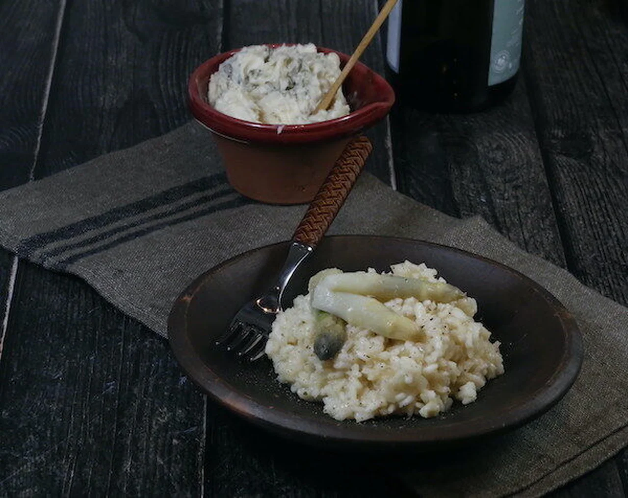 Risotto au gorgonzola et têtes d'asperges
