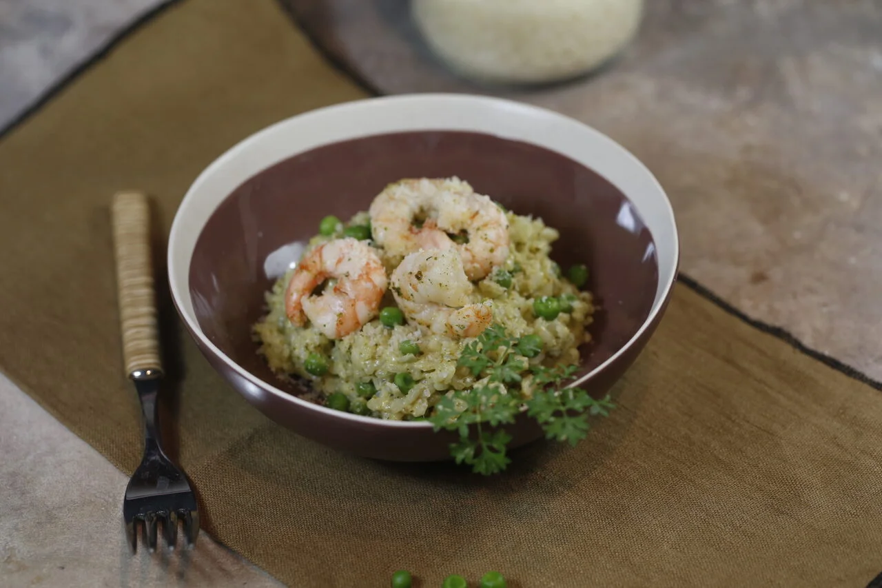 Risotto petits pois crevettes