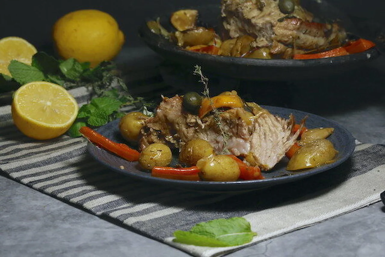Rôti de veau menthe citron et caprons