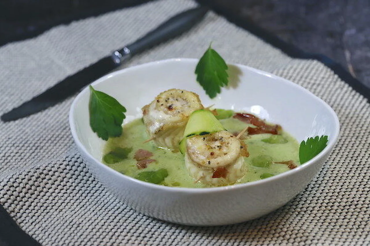 Roulés de sole à la crème de fèves