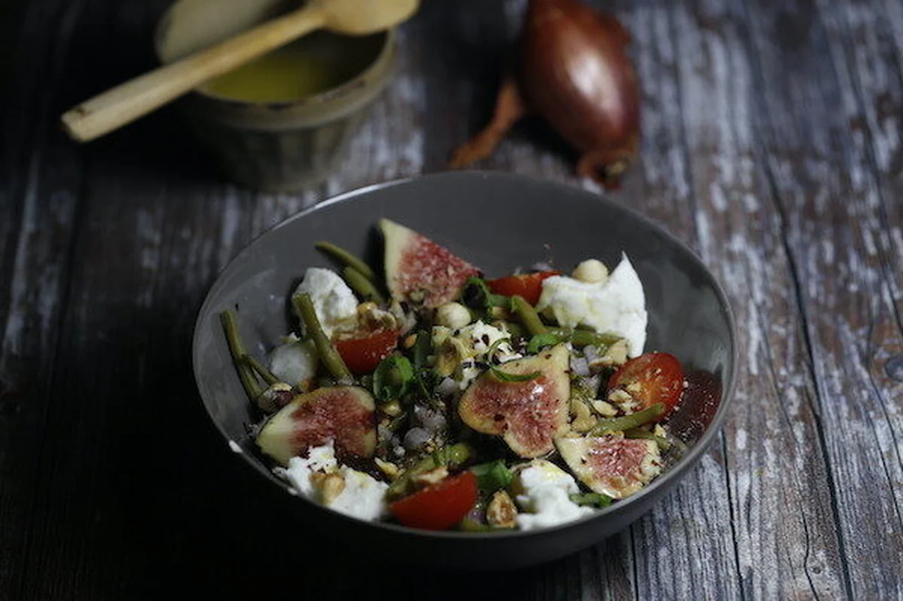 Salade haricots verts figues et noisettes