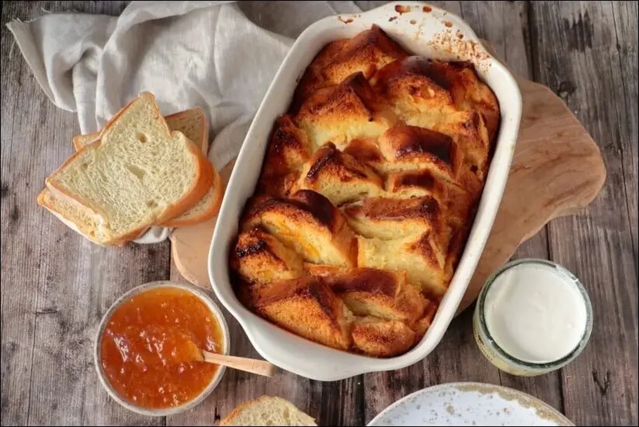 Bread and butter pudding au miel