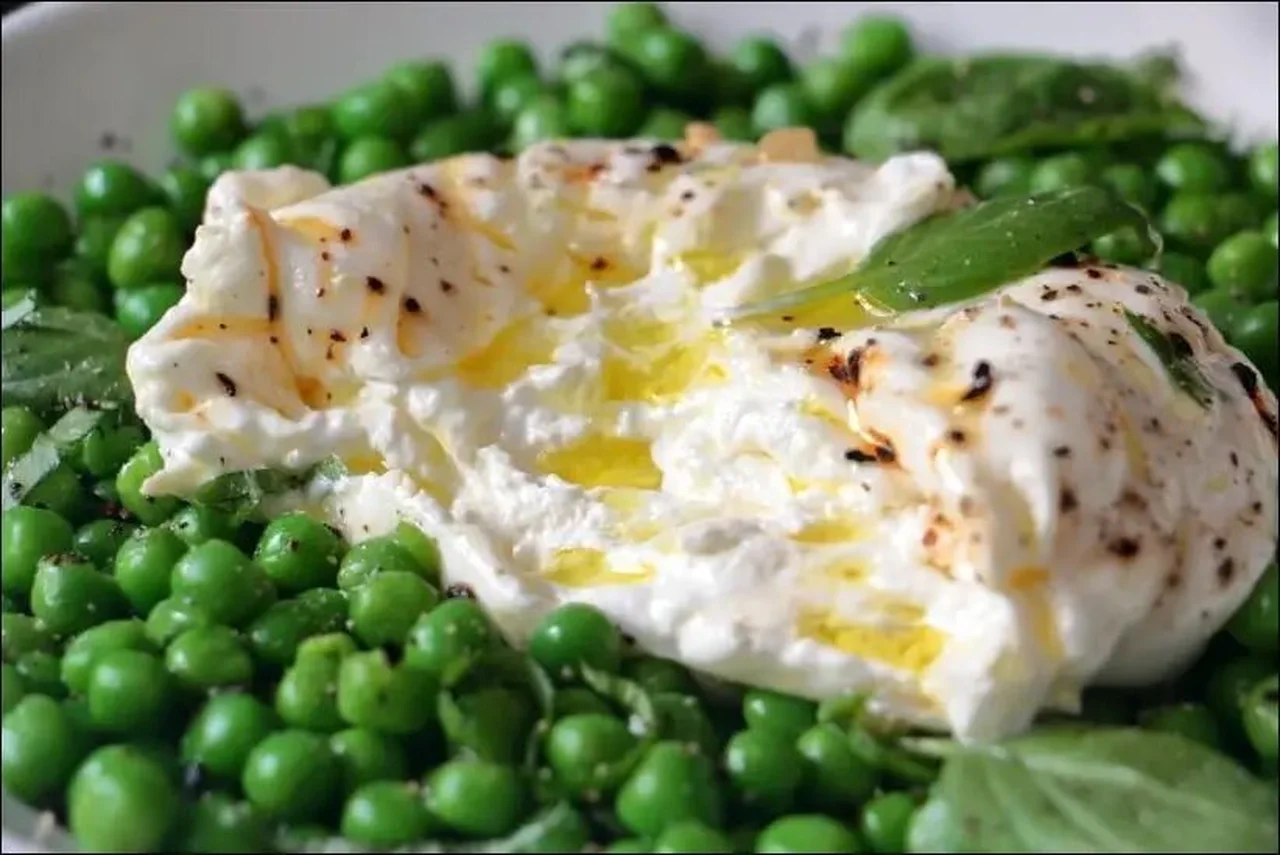 Burrata aux petits pois de Laurent Mariotte