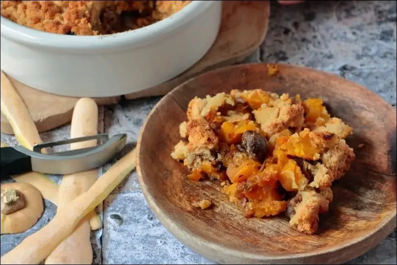 Crumble de butternut au parmesan et aux marrons