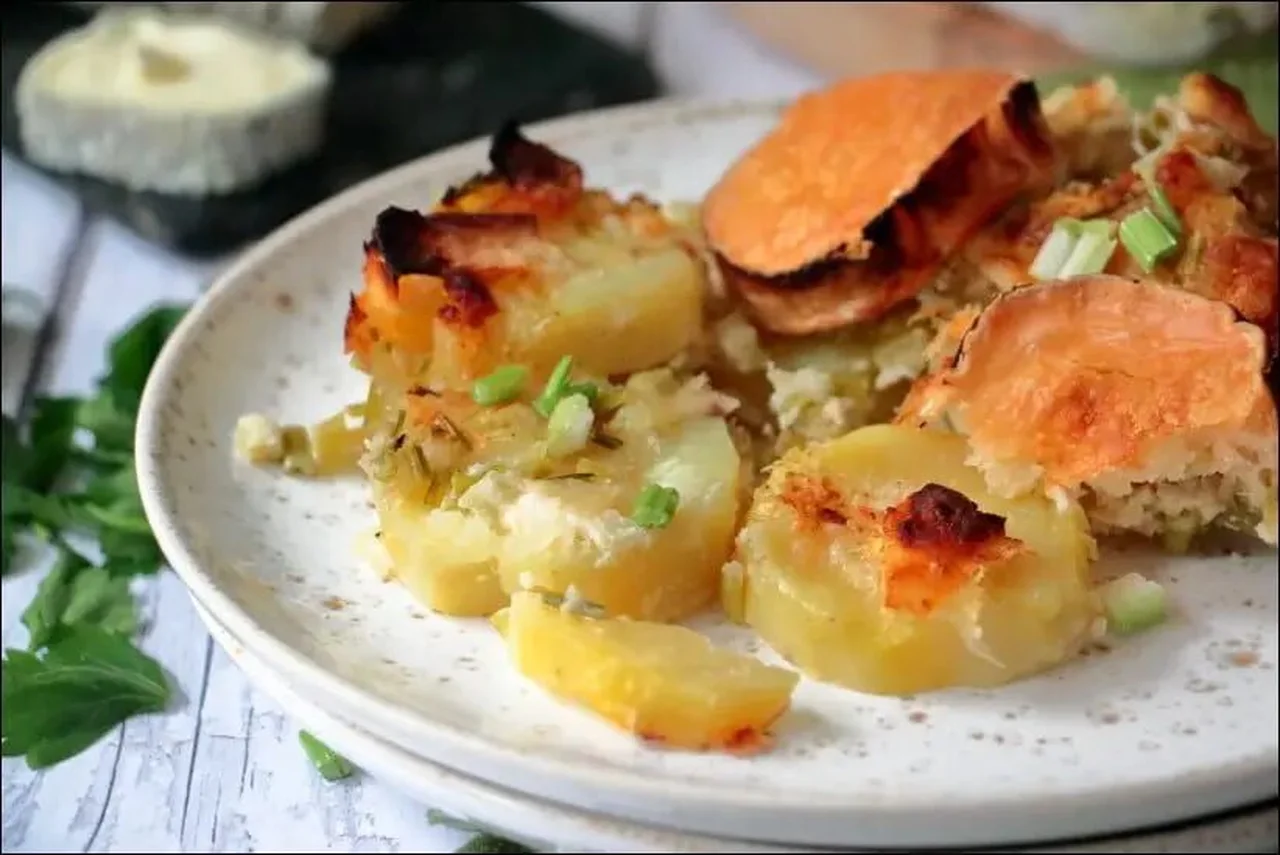 Gratin de céleri et pommes de terre au Sainte-Maure