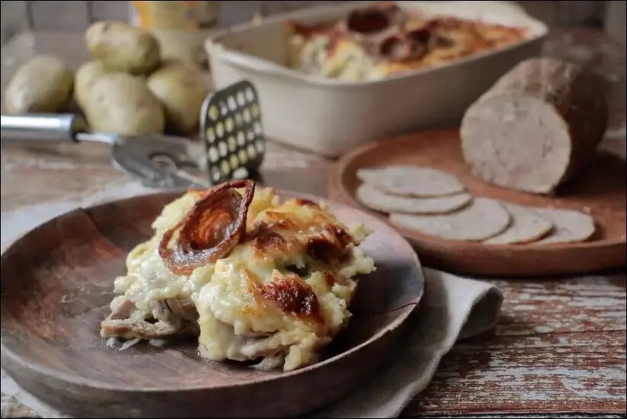 Gratin parmentier à l'andouille et Pont-l'Evèque