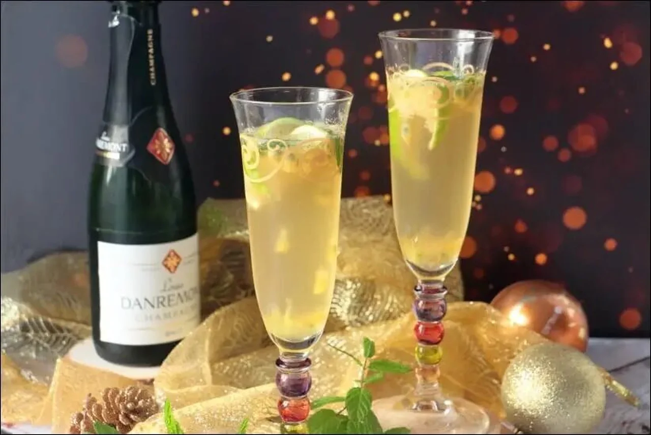 Mojito royal au champagne et fruit de la passion