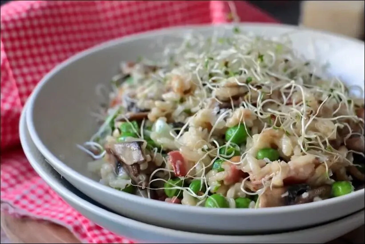 Risotto aux petits pois et champignons