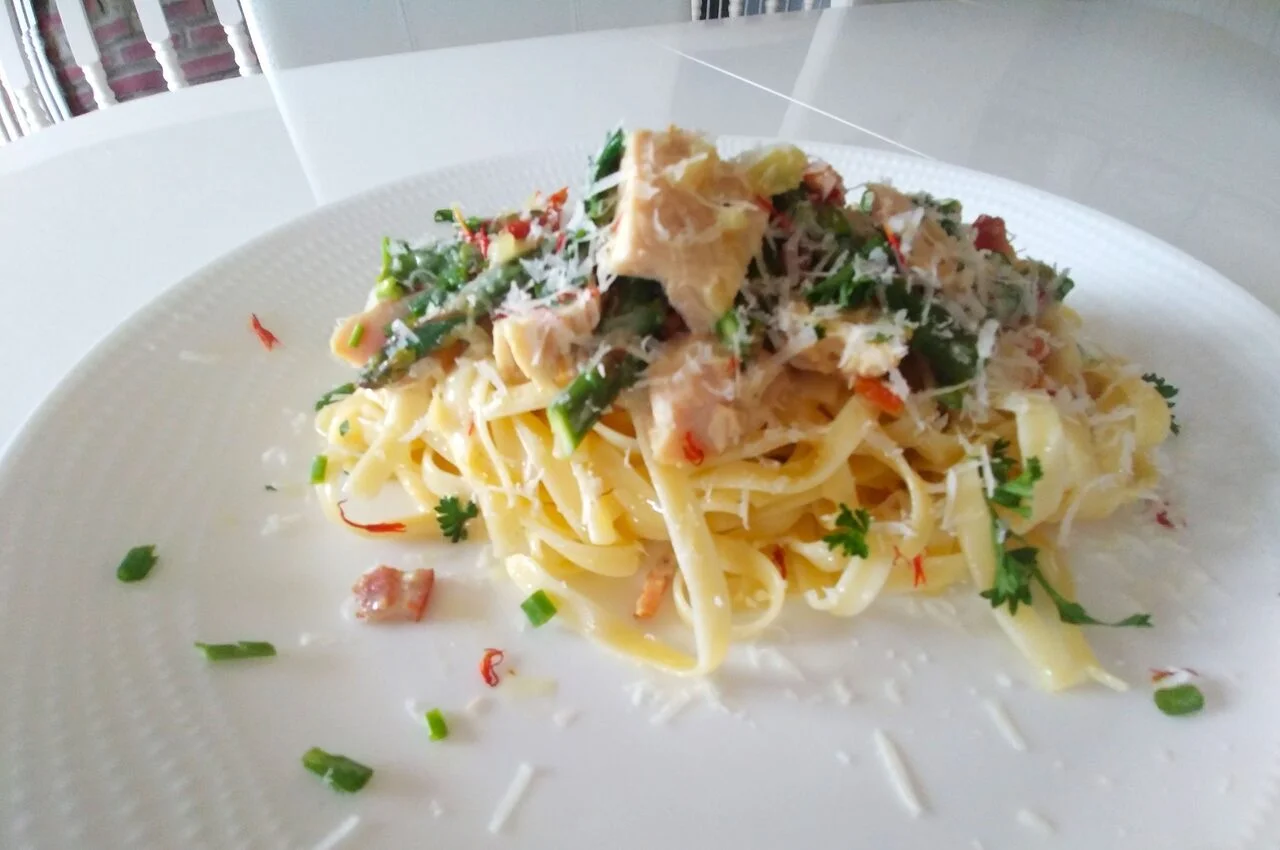 Fettuccine à la dinde et aux asperges