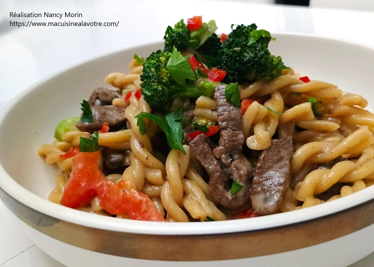 Gemelli crémeuse boeuf et brocoli
