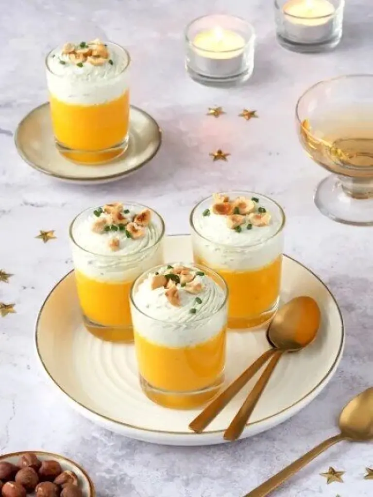 Panna cotta de potimarron et chantilly fourme