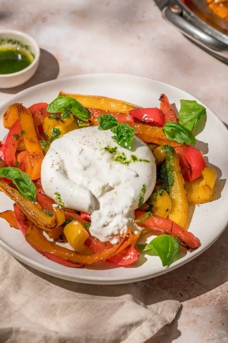Salade de poivrons grillés et burrata