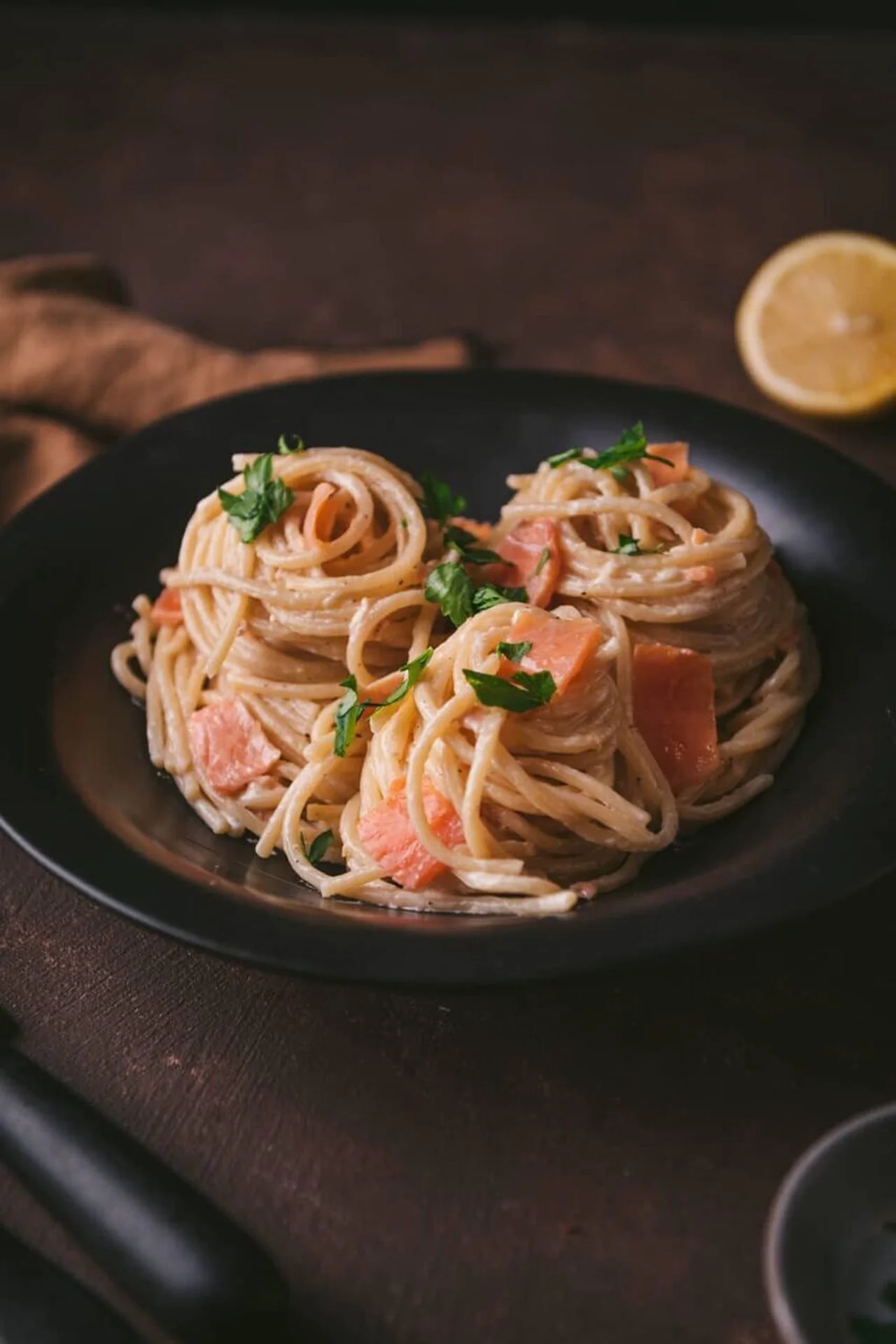 Spaghettis au saumon fumé et citron