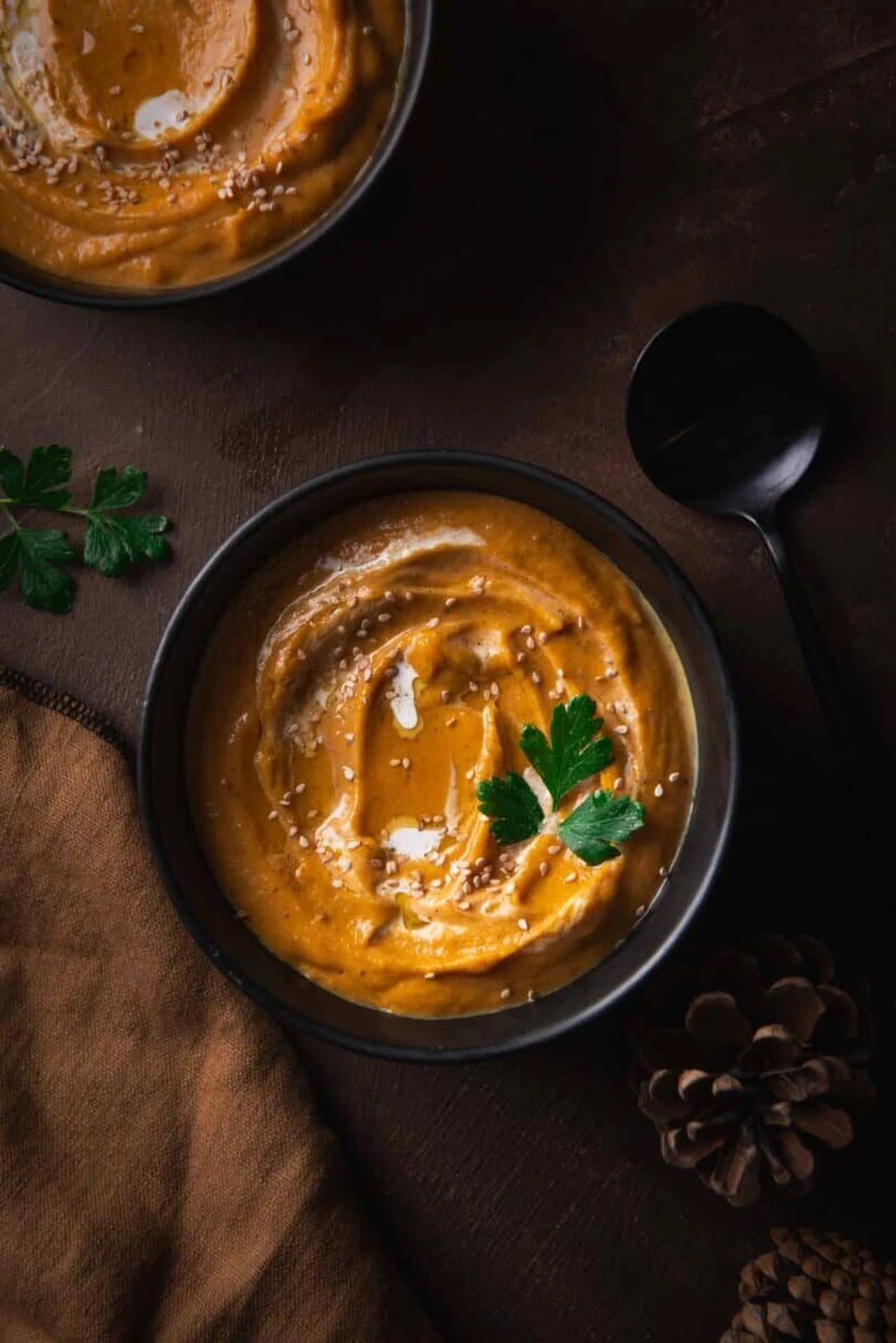 Velouté de potimarron à la fève tonka