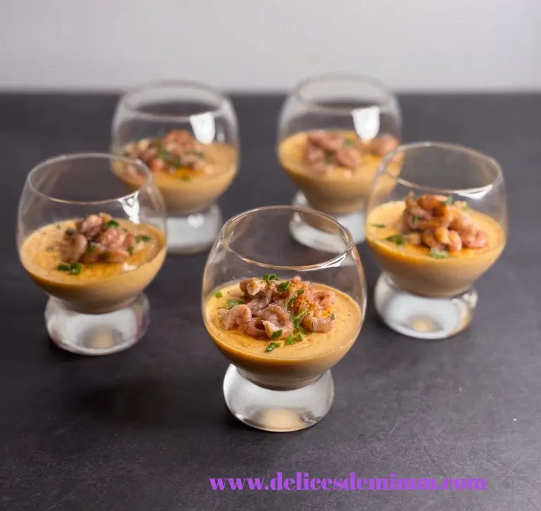 Panna cotta bisque de homard et crevettes