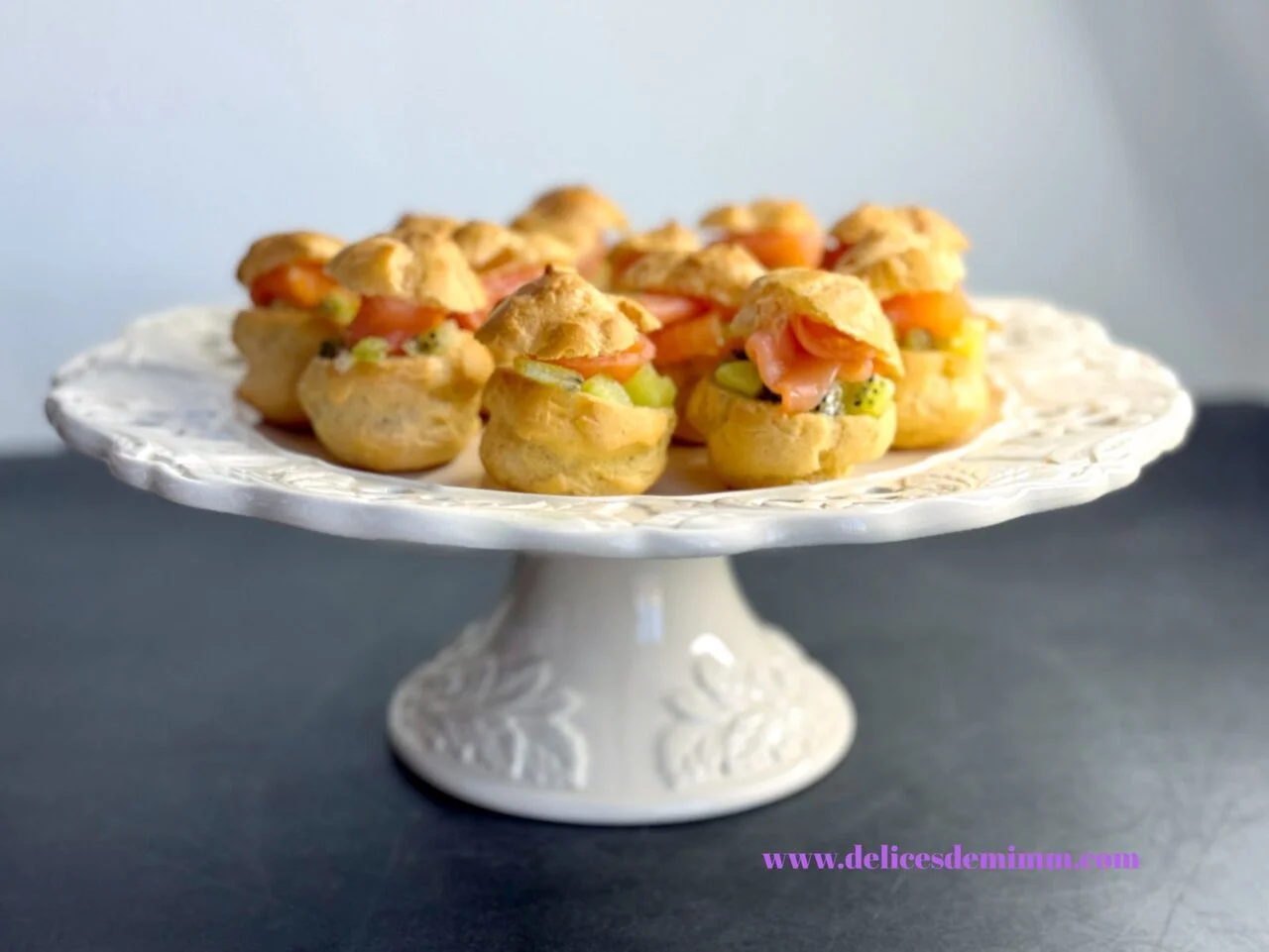 Petits choux kiwi-saumon fumé