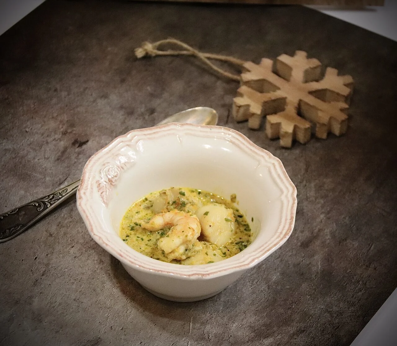 Blanquette de crevettes et noix de saint-Jacques