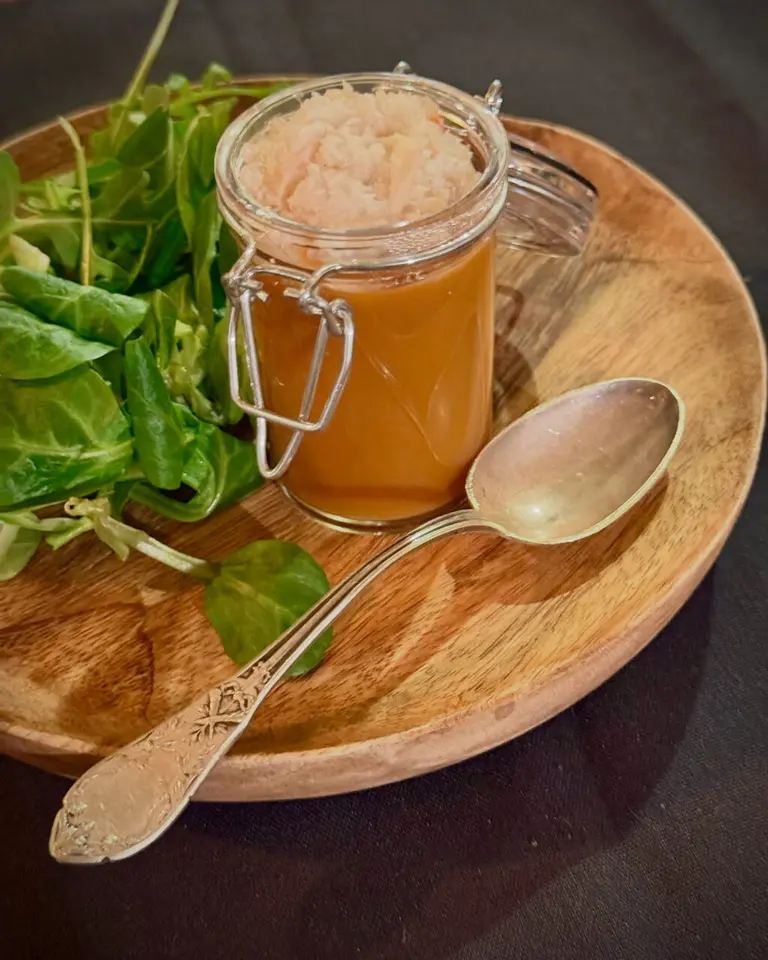 Pana cotta bisque de homard et chair de crabe