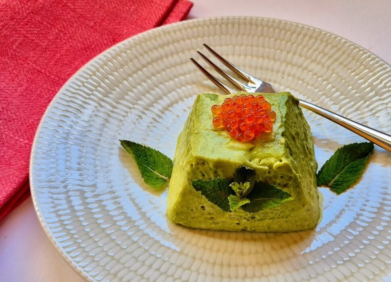 Bavarois aux petits pois et œufs de truite