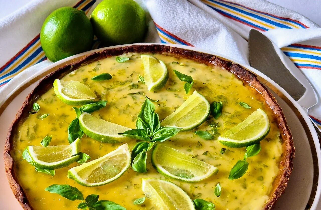Tarte au citron vert et basilic