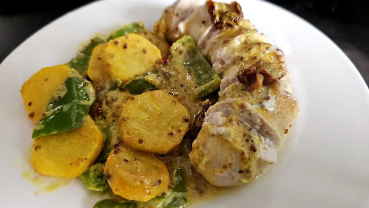 Boudin blanc sauce moutarde et curry