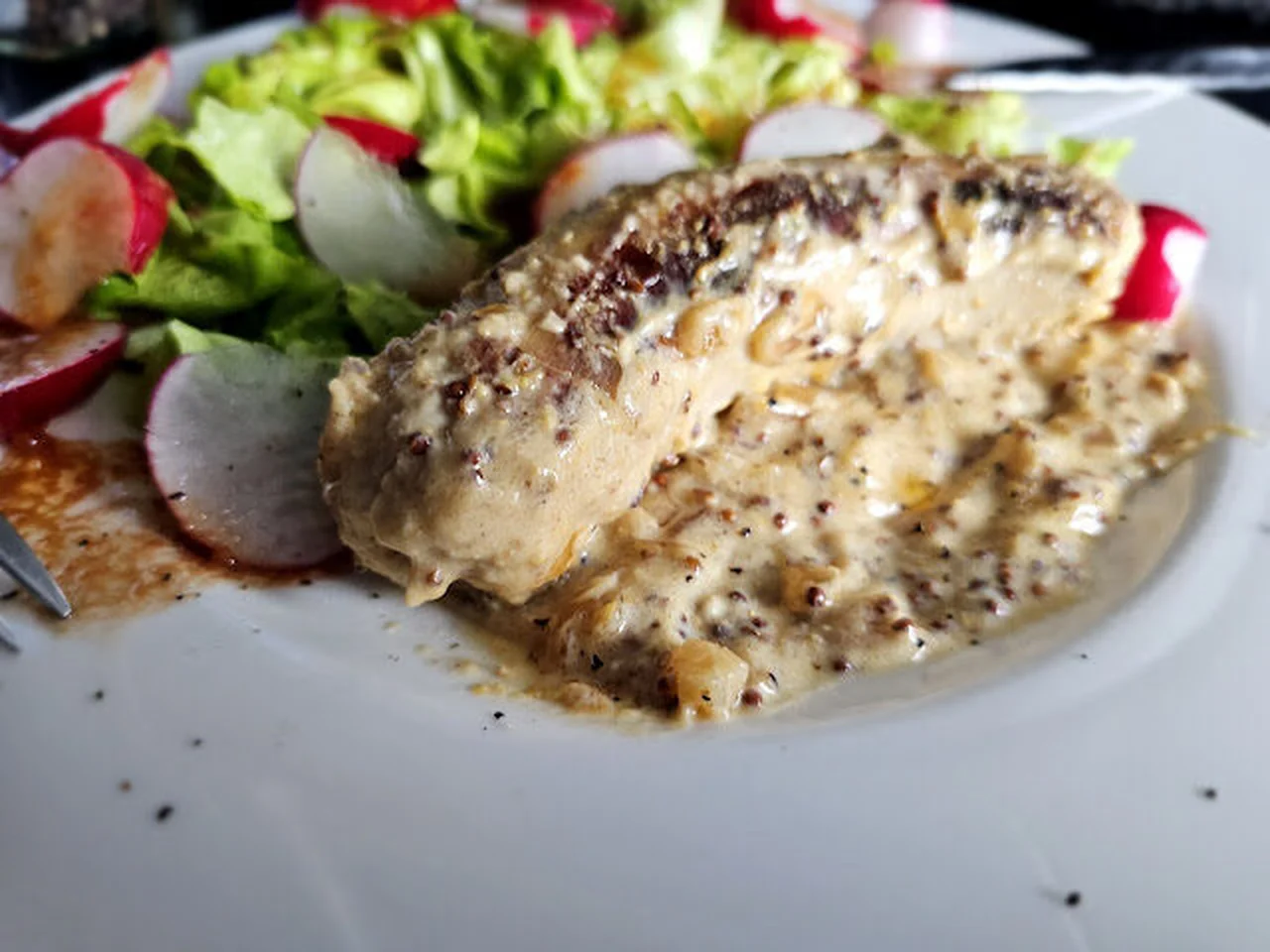 Boudins blancs sauce moutarde