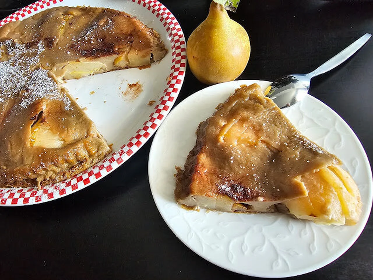 Flan aux poires et à la farine de caroube
