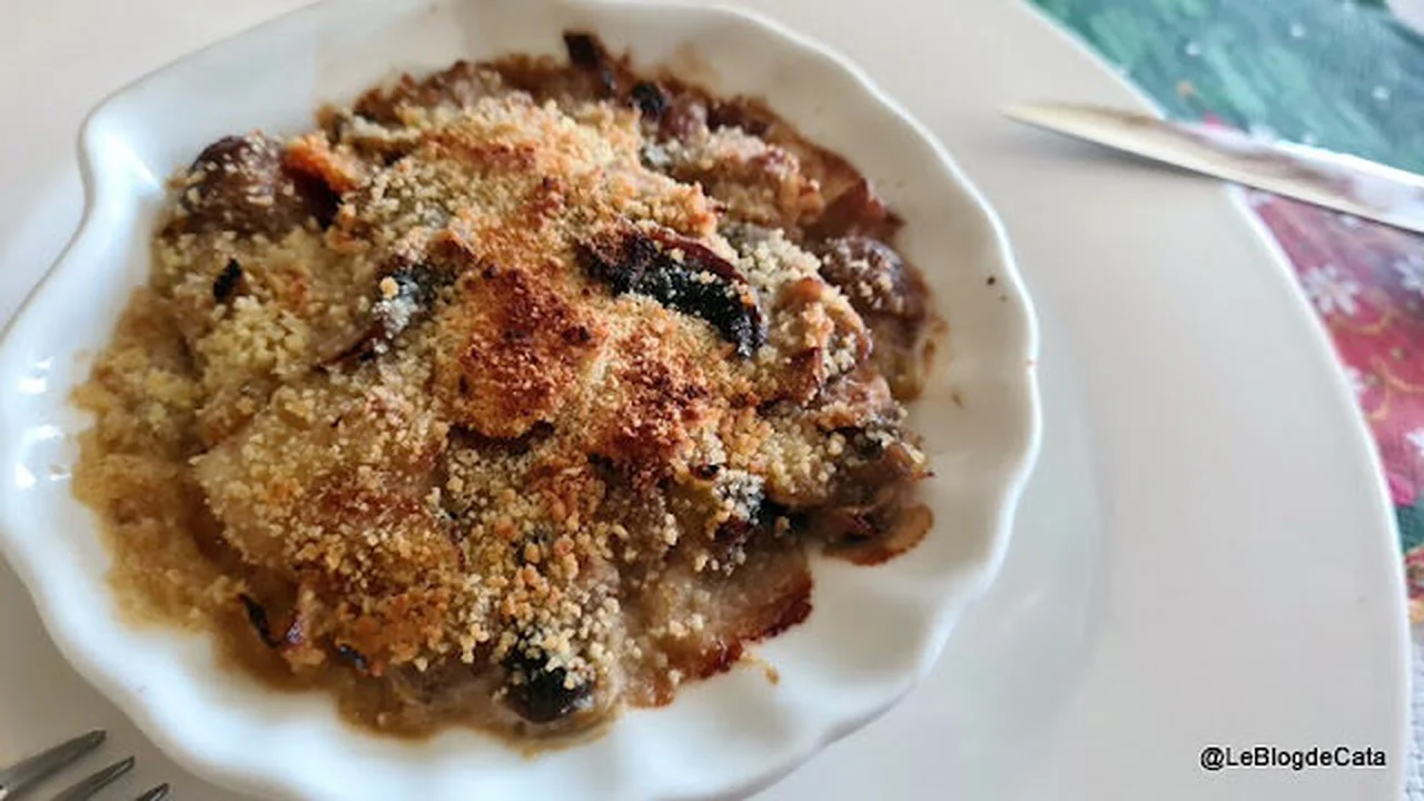 Saint-Jacques gratinées aux champignons et marrons