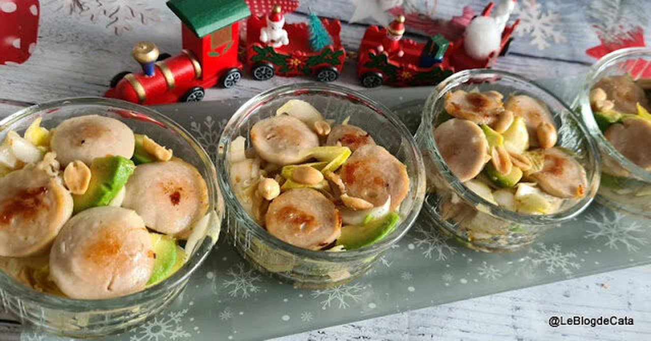 Salade d'endives, avocat et boudin blanc