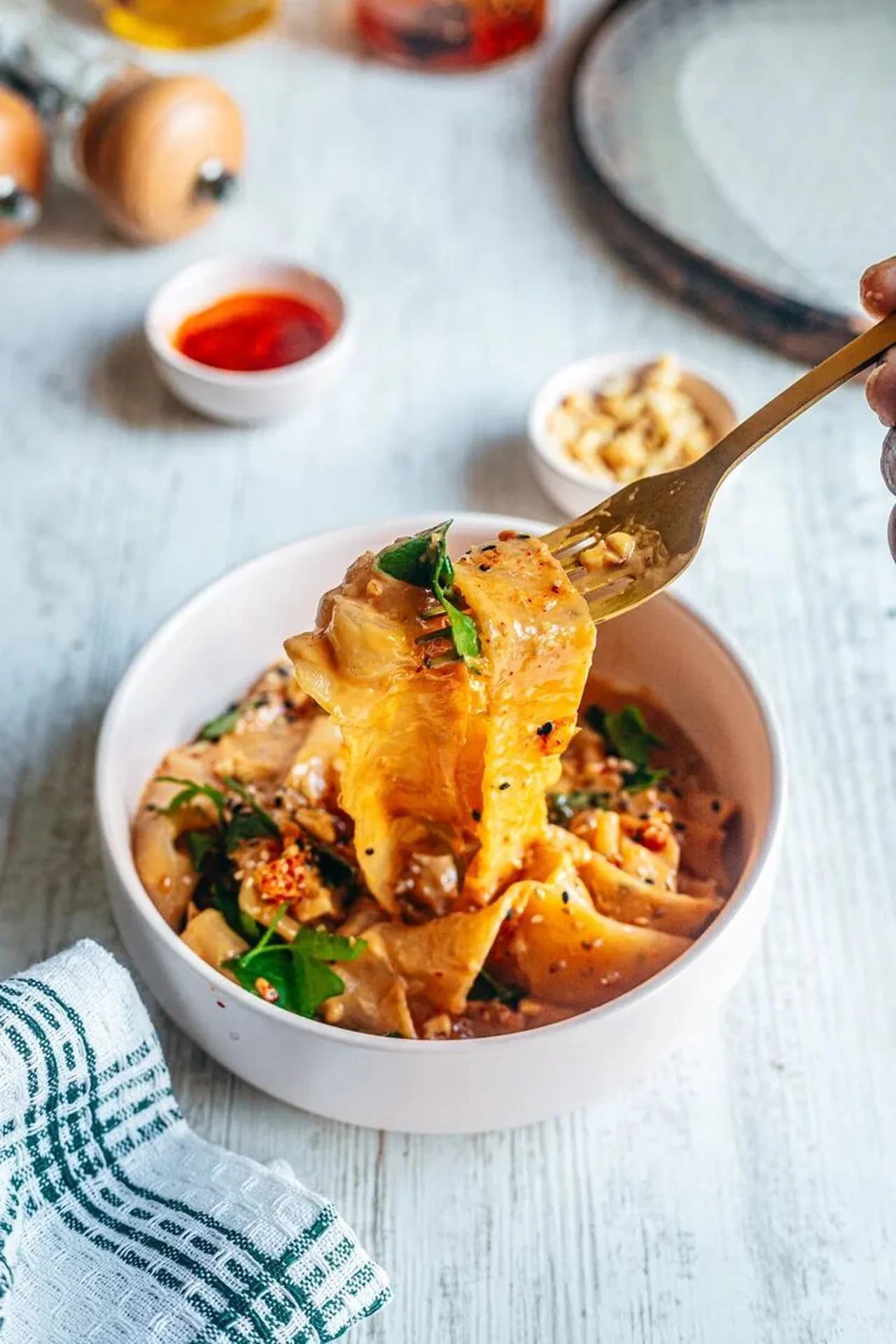 Nouilles de riz à la sauce cacahuètes sans gluten