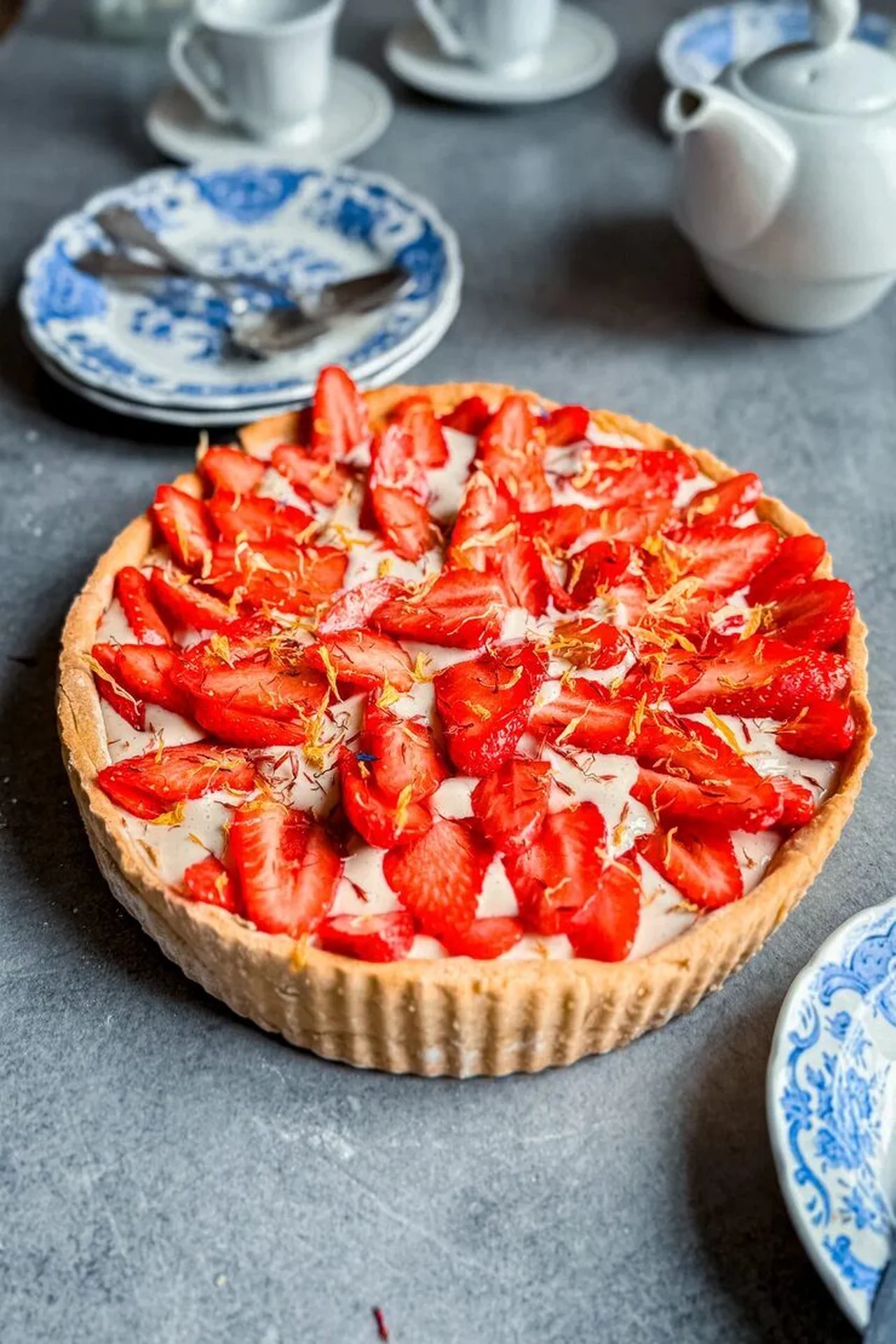 Tarte végétale aux fraises sans gluten