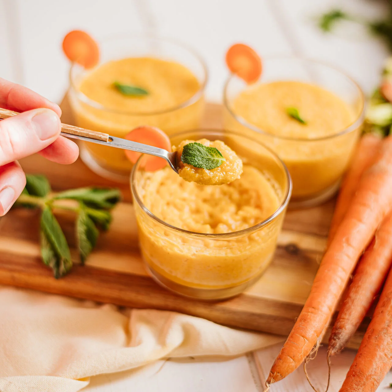 Mousse de carottes, pois chiches et orange
