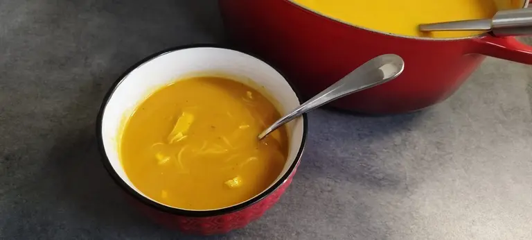 Soupe aux légumes d'automne, poulet et vermicelles