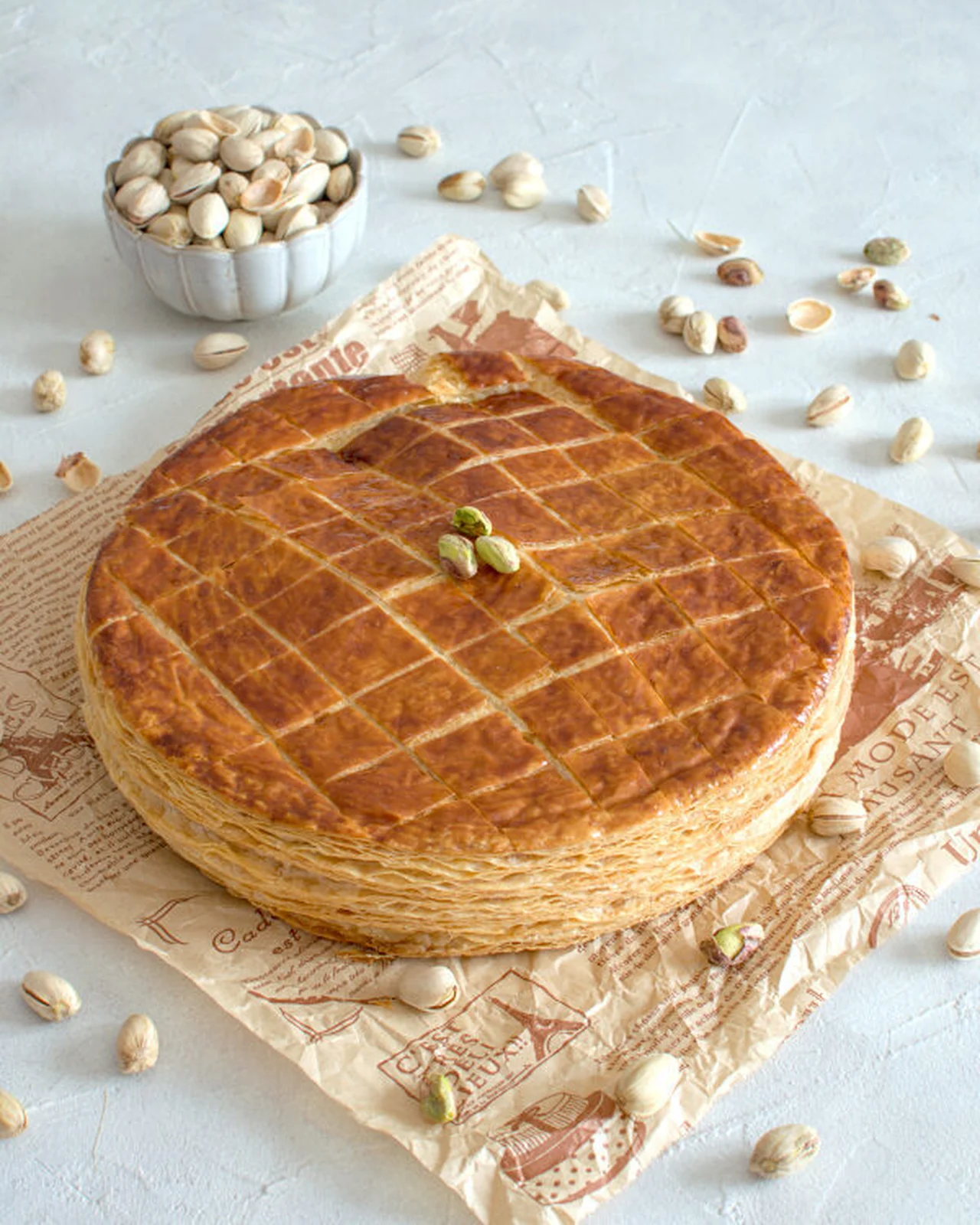 Galette des rois pistache et fleur d'oranger