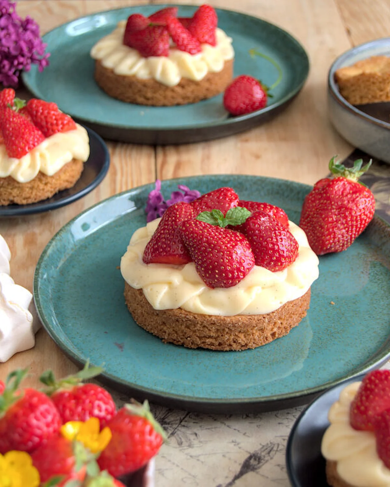 Tarte aux fraises sur sablé breton