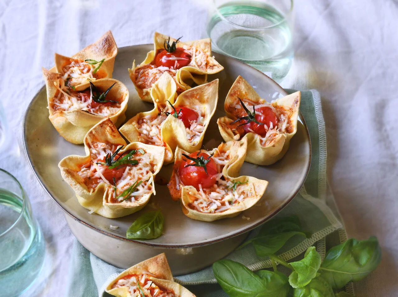 Lasagnes en corolle tomates et emmental