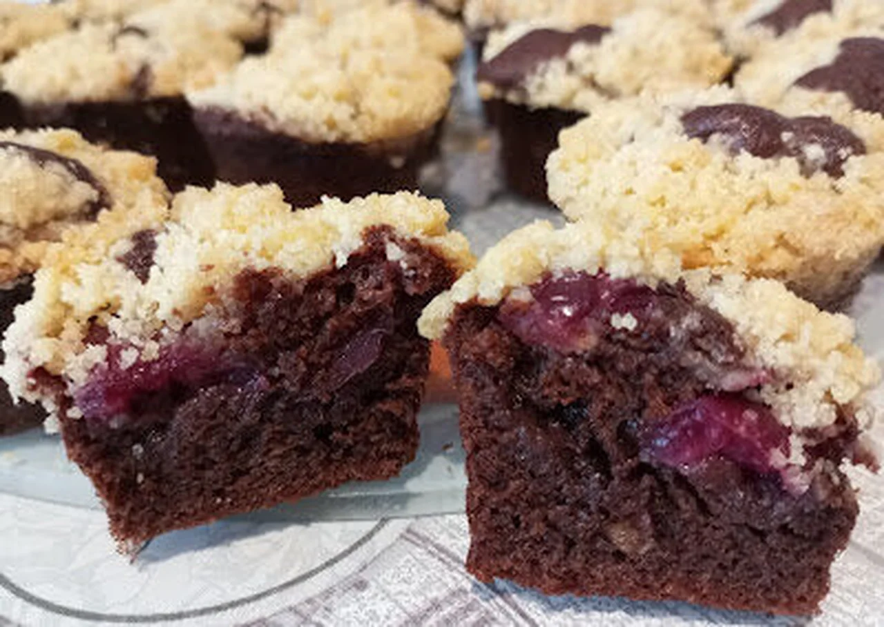 Minis crumb muffins chocolat cerises