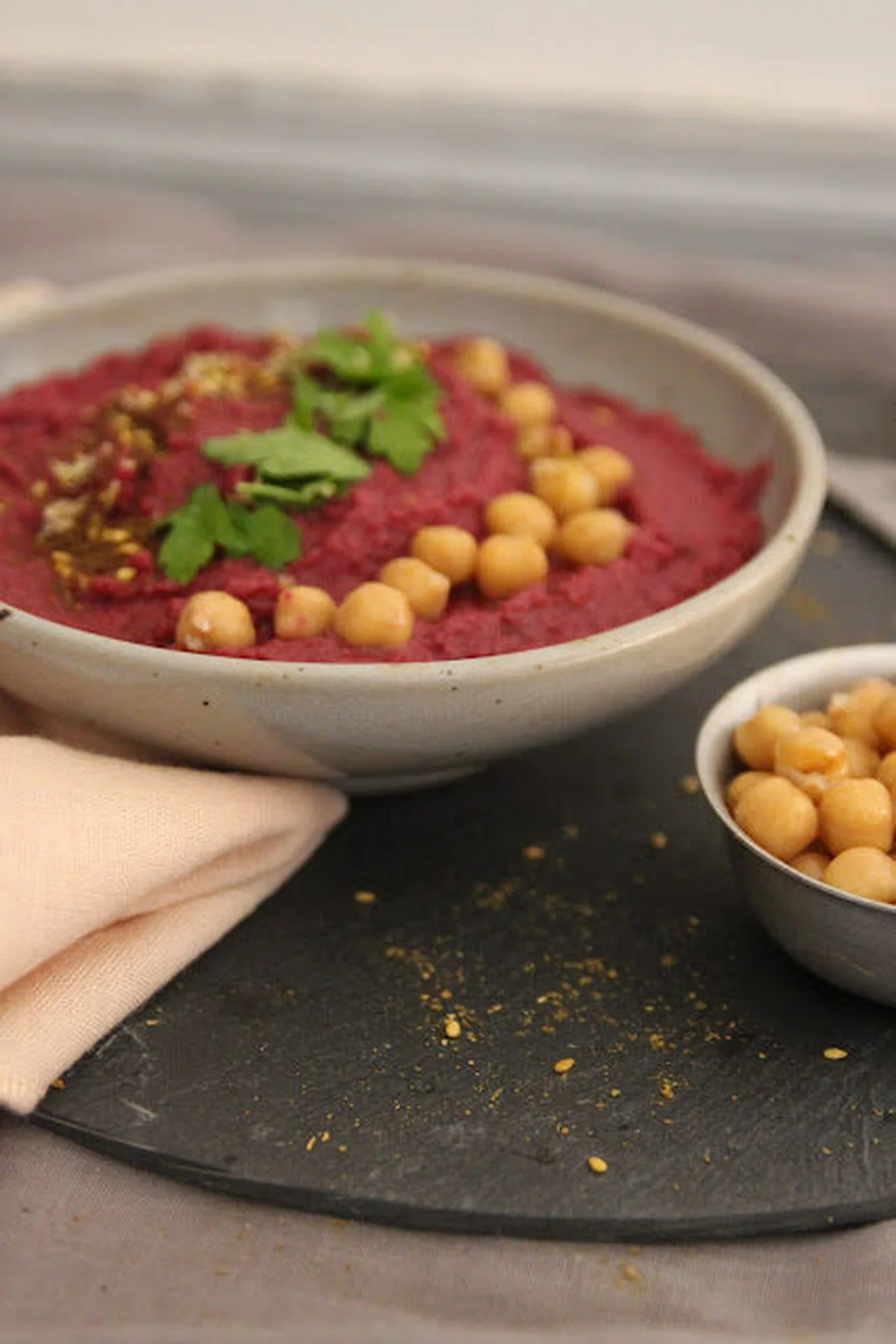 Houmous betterave framboise