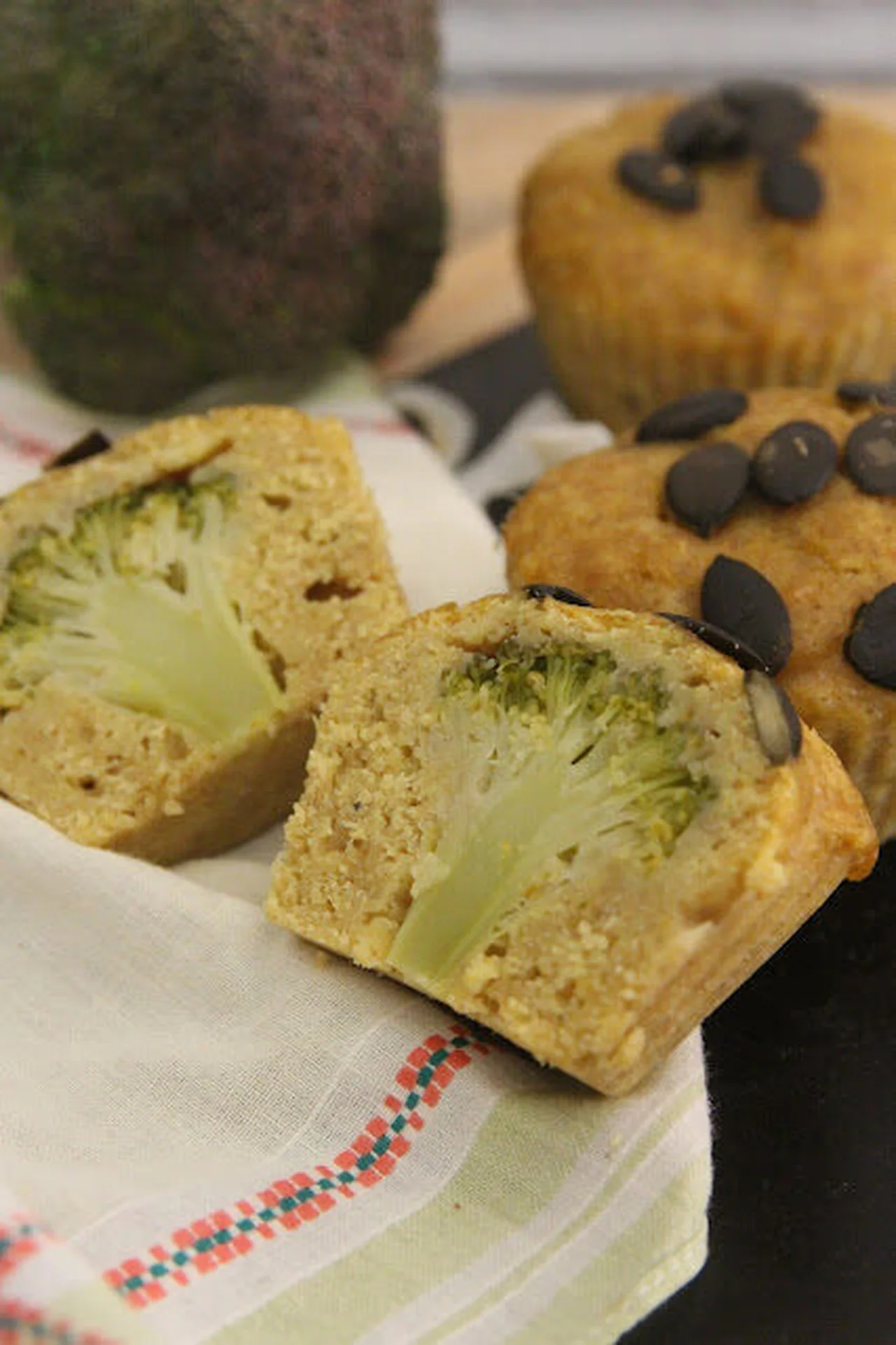 Muffins surprise au brocoli, curry et coco