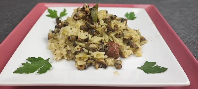 Merguez et bigorneaux en risotto citronné