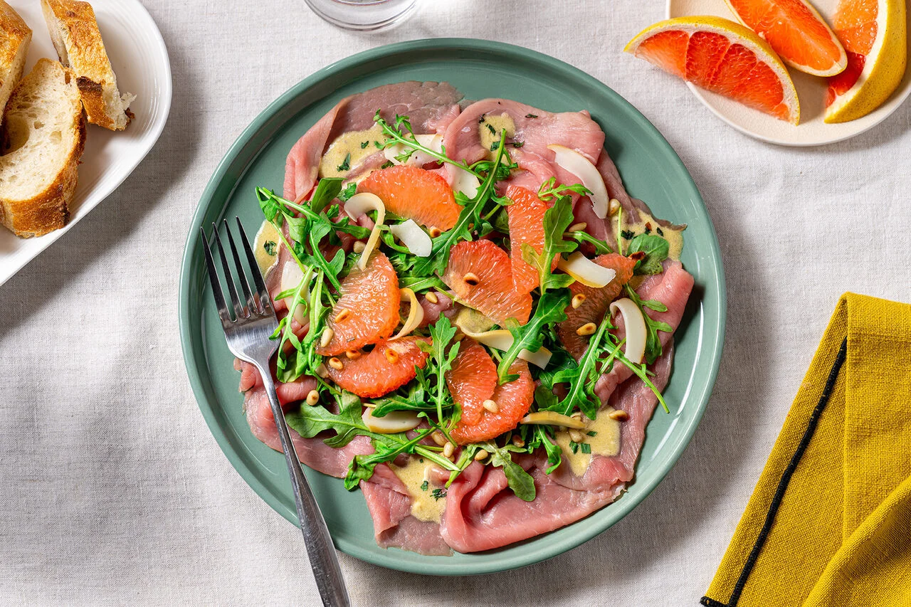Carpaccio de veau au pamplemousse rose de Floride