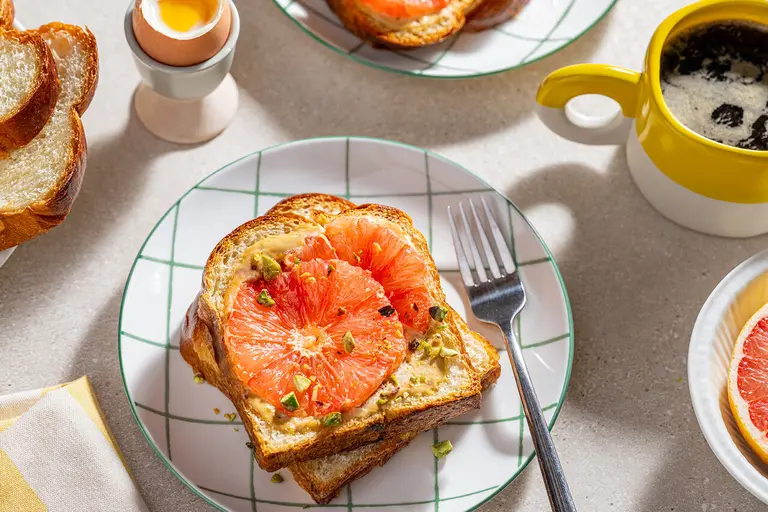 Morning toast au pamplemousse rose de Floride