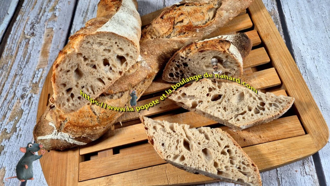 Baguettes fermentation longue aux deux farines