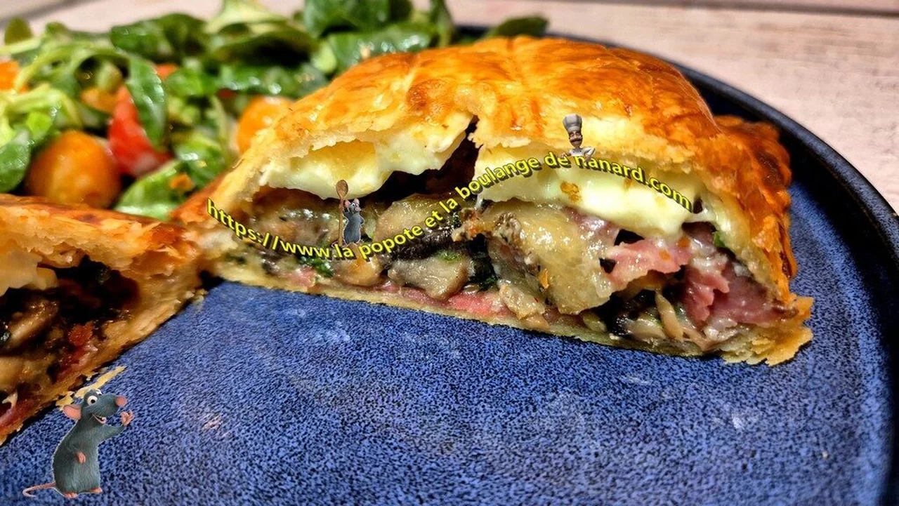 Feuilleté aux champignons, coppa et brie