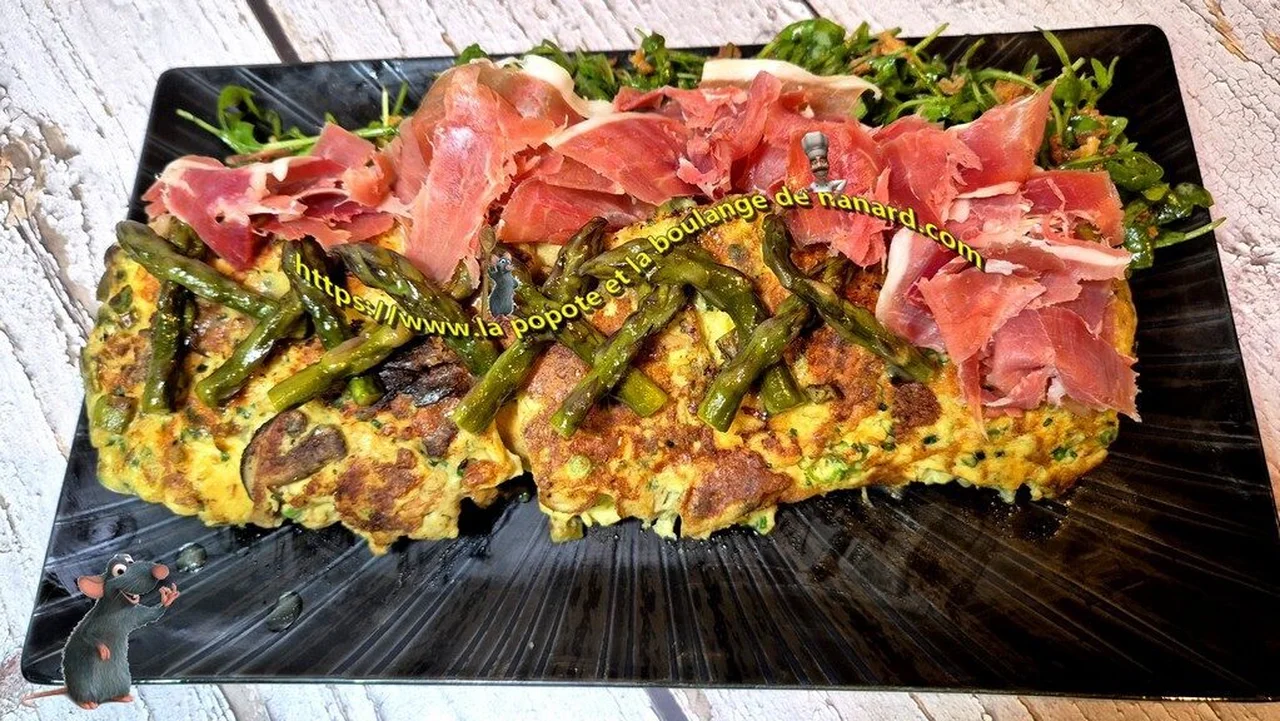 Omelette aux asperges vertes et shiitake